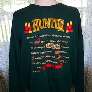 Hunter mens sweatshirt XXL long sleeve Green Individual Kmows Buck Stops Bin11